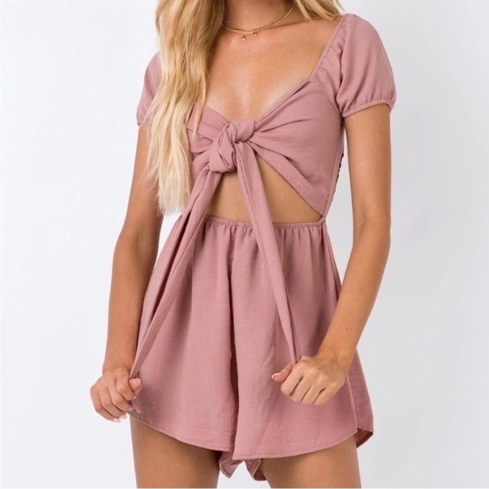 Princess Polly Mauve Tie-Front Romper